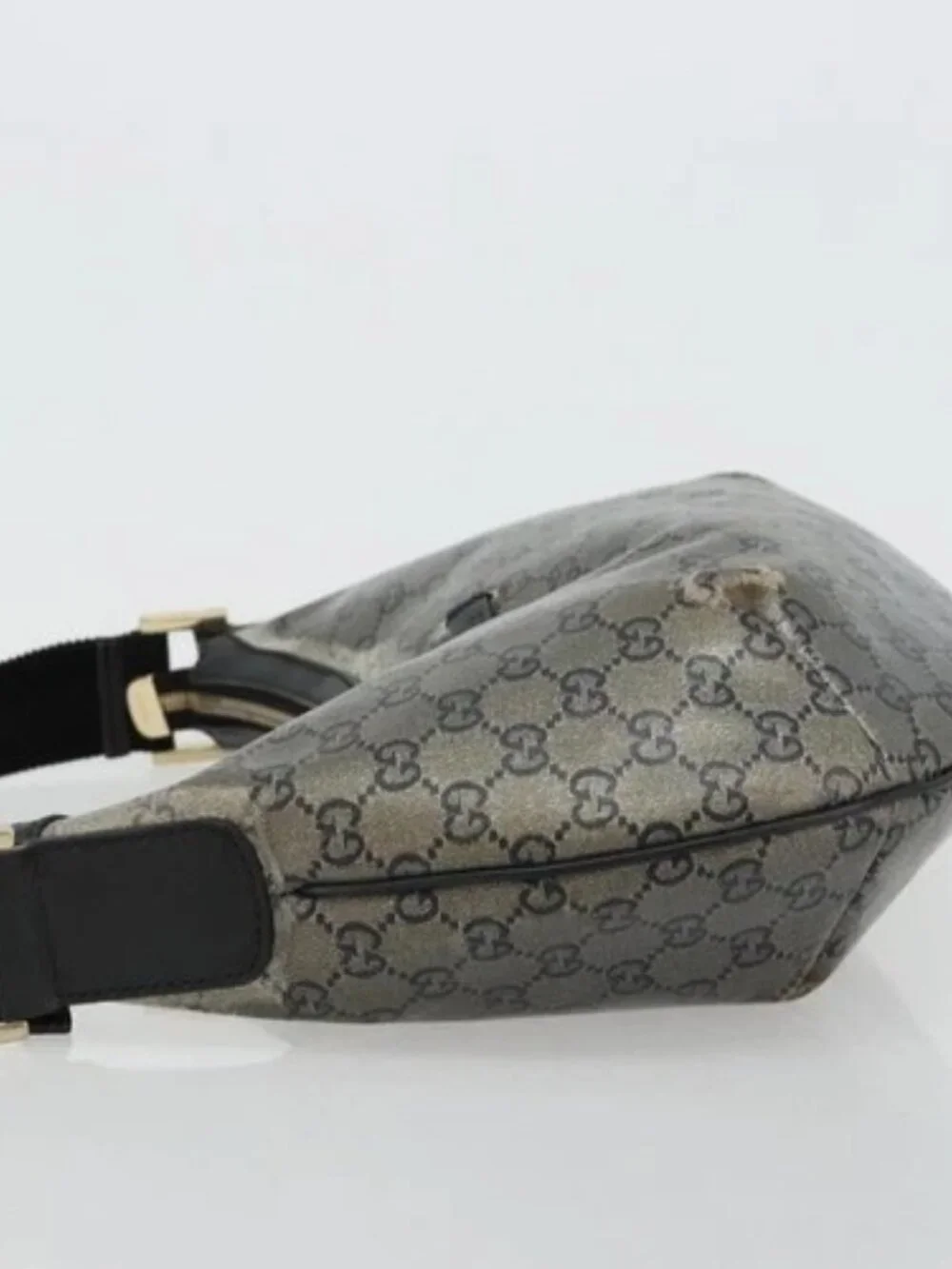 GUCCI GG Crystal Shoulder Bag Coated Canvas Black Gold 181092 Auth 182213 - Picture 4 of 16